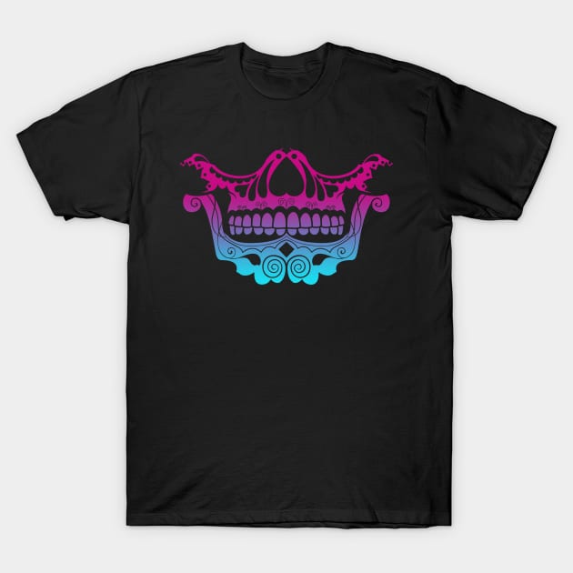 Sugar Skull Festive Nose and Jaw Vaporwave T-Shirt by aaallsmiles